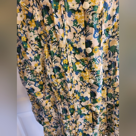 NWT Birds of Paradis by Trovata Short Sleeve Cotton and Silk Blouse Size Large - Picture 4 of 13